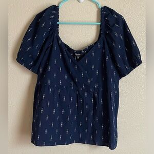 Madewell Jacquard Puff-Sleeve Empire Top